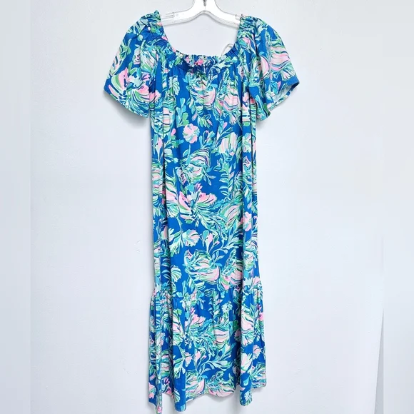 Lilly Pulitzer Blue and Pink Floral Maxi Dress - Picture 2 of 10